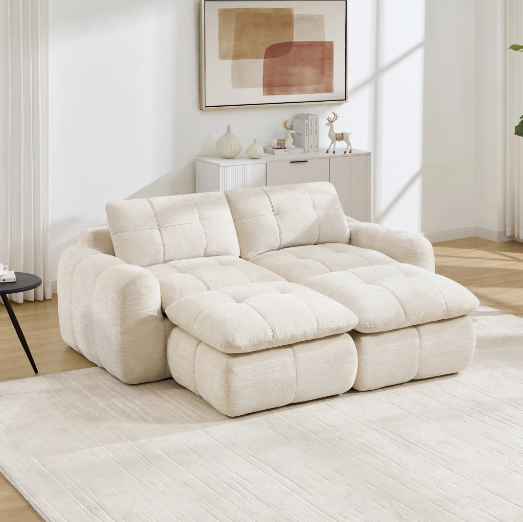 Divano modulare in chenille; beige; 194 x 160 x 68 cm