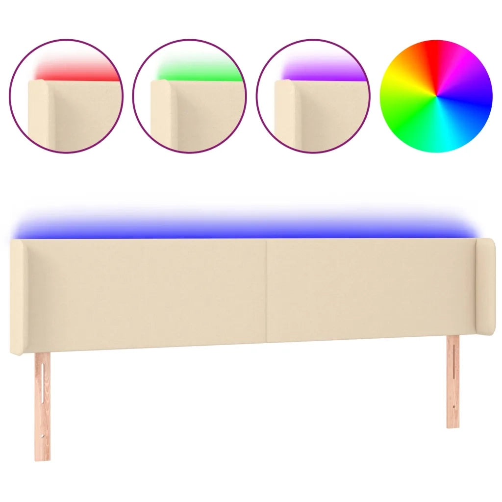 Testiera a LED-Testata con LED Crema 203x16x78/88 cm in Tessuto 815635