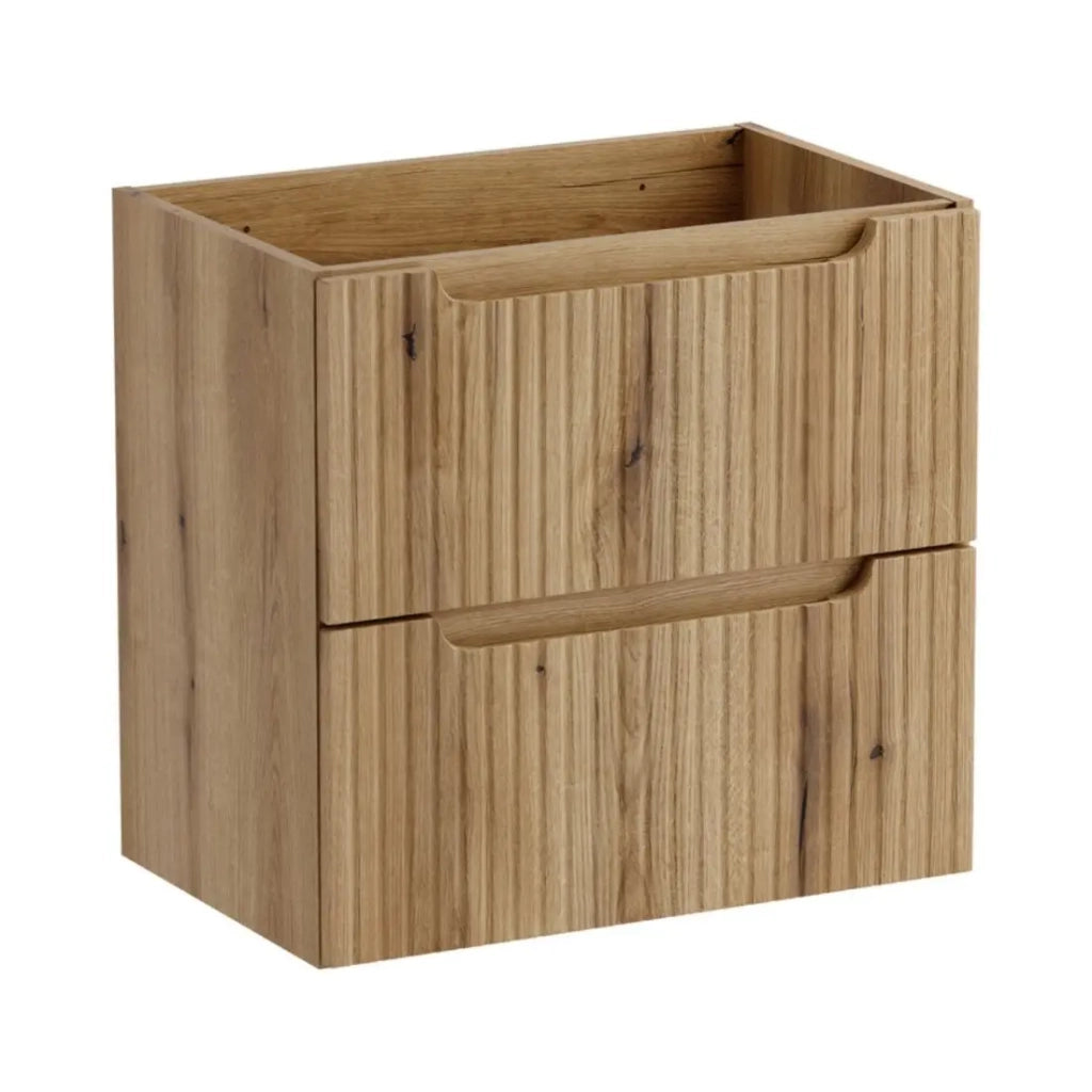 Set bagno sospeso VANO in rovere chiaro 60cm: mobile sottolavabo con cassetti + lavabo incassato
