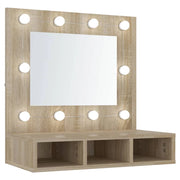 Armadio a specchio con illuminazione a LED 60 x 31,5 x 62 cm rovere 02_0006670