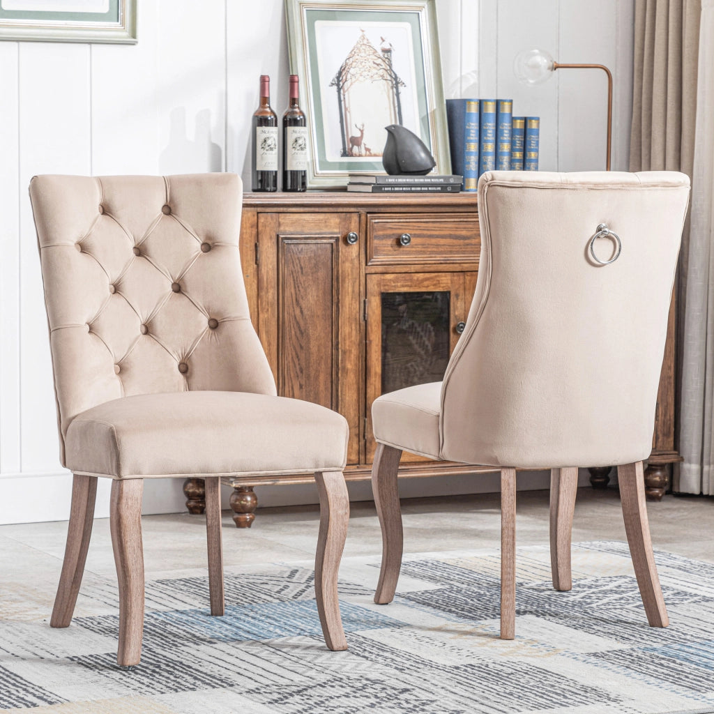 SEDIA da pranzo in velluto beige 97x51x47 cm Set 2 pezzi