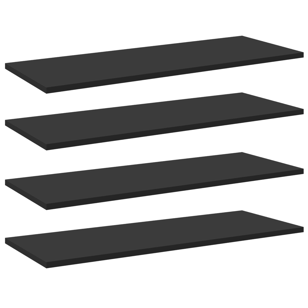 Ripiani per Libreria 4pz Neri 80x30x1,5cm in Legno Multistrato 805316