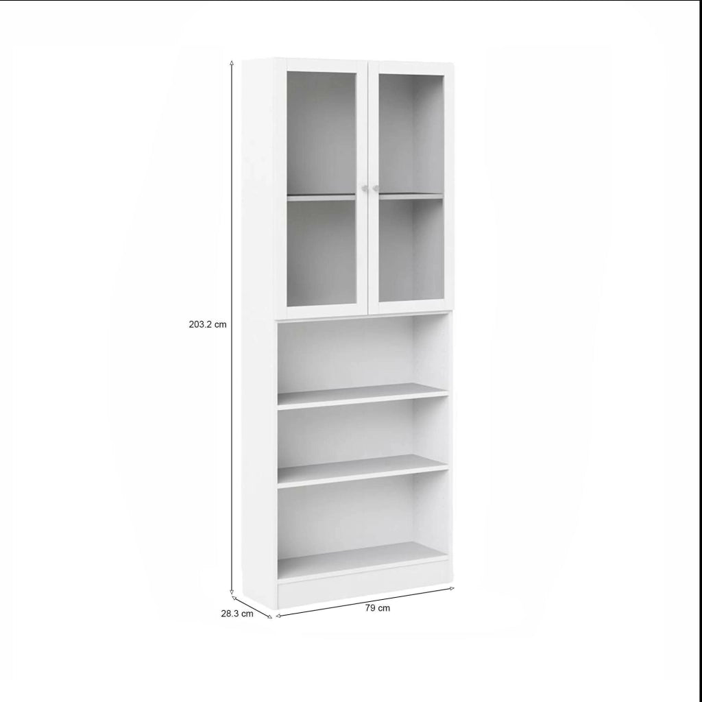 Libreria Chedeng, Scaffale da ufficio, Mobile portalibri, Biblioteca, 79x28 h203 cm, Bianco