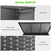 Baule da Giardino con Ruote 121x57x67 cm in Rattan PE Nero