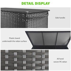 Baule da Giardino con Ruote 121x57x67 cm in Rattan PE Nero