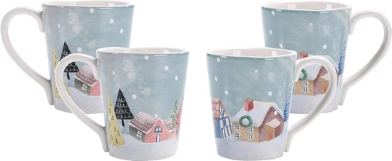 Set di Tazze Ceramiche a 4 Pezzi per Caffè Tè Bevande Sicure per Microonde e Lavastoviglie