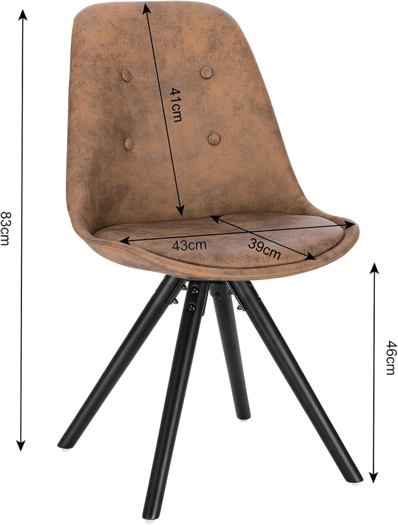 BH268dbr-2 Sedie da Cucina in Tessuto Seduta Imbottita con Schienale Senza Braccioli Marrone Scuro 2 Pezzi