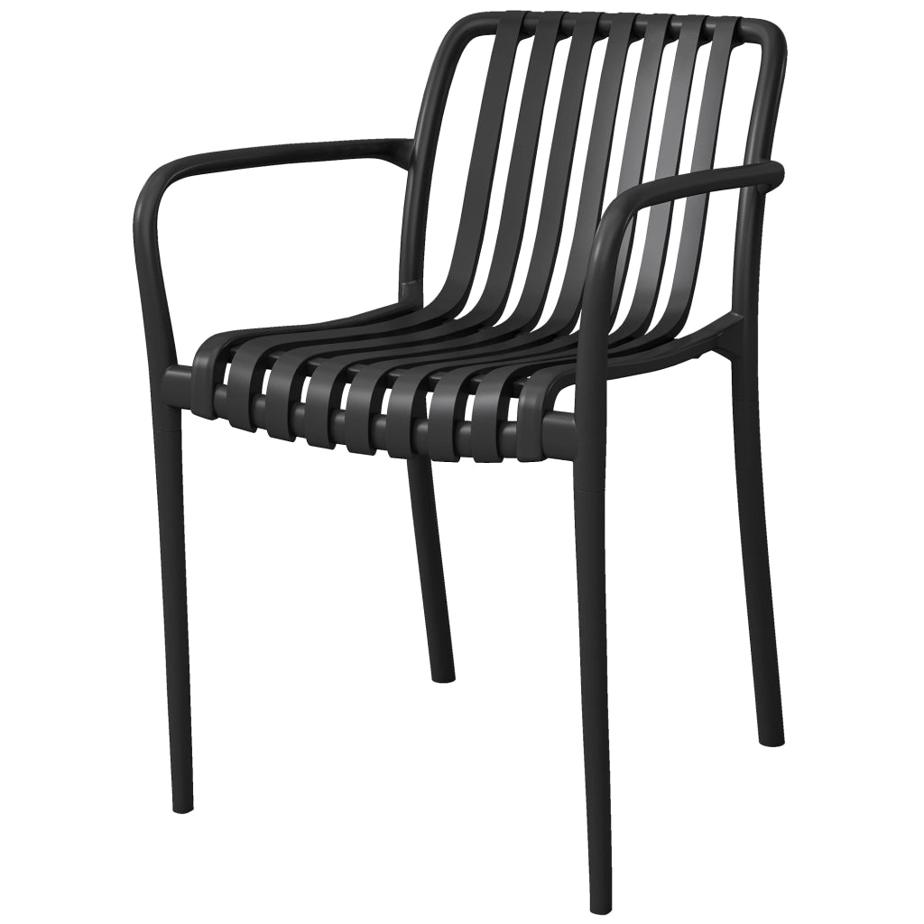 Sedia da giardino impilabile con braccioli ¨C zephmum ¨C nero 55x58.5x81.5 cm