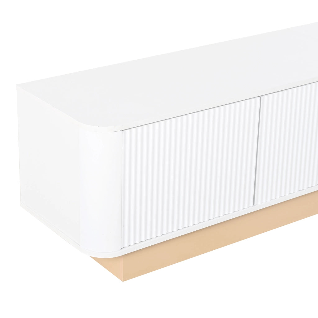 Mobile TV 200x40x47.5 cm con 4 ante e ripiani regolabili in MDF bianco