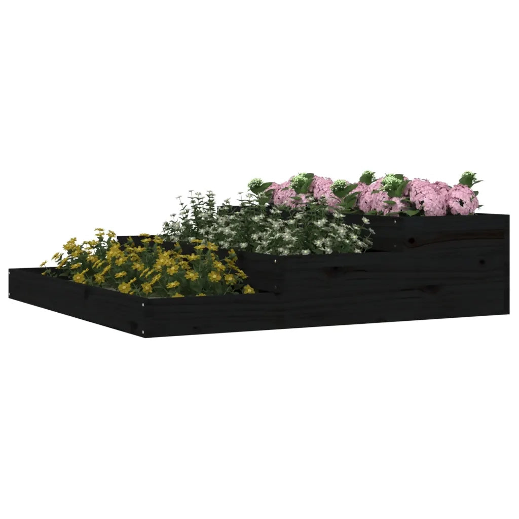 Fioriera | Cassetta per fiori | Vaso Nera 107x107x27 cm in Legno Massello di Pino