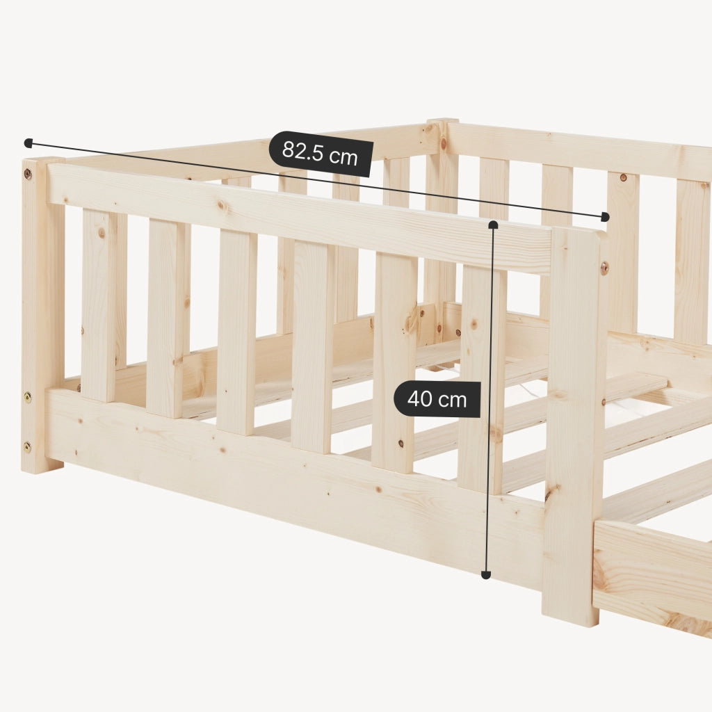 Letto Montessori per Cameretta Tanna in Legno di Pino 80x160 cm - Naturale [en.casa]