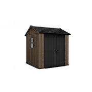 Casetta da giardino in resina effetto legno EVOTECH+ 223,8x230 cm - pavimento e doppia porta - carico neve 150 kg/m² – Apex 757/775 Signature Walnut - Keter