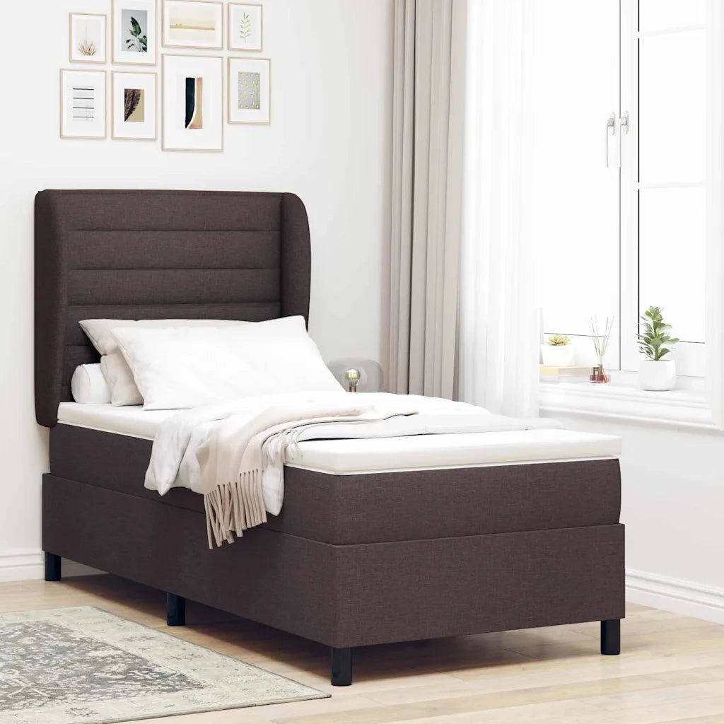 Letto a molle con materasso Marrone scuro 100 x 200 cm Tessuto 3340490