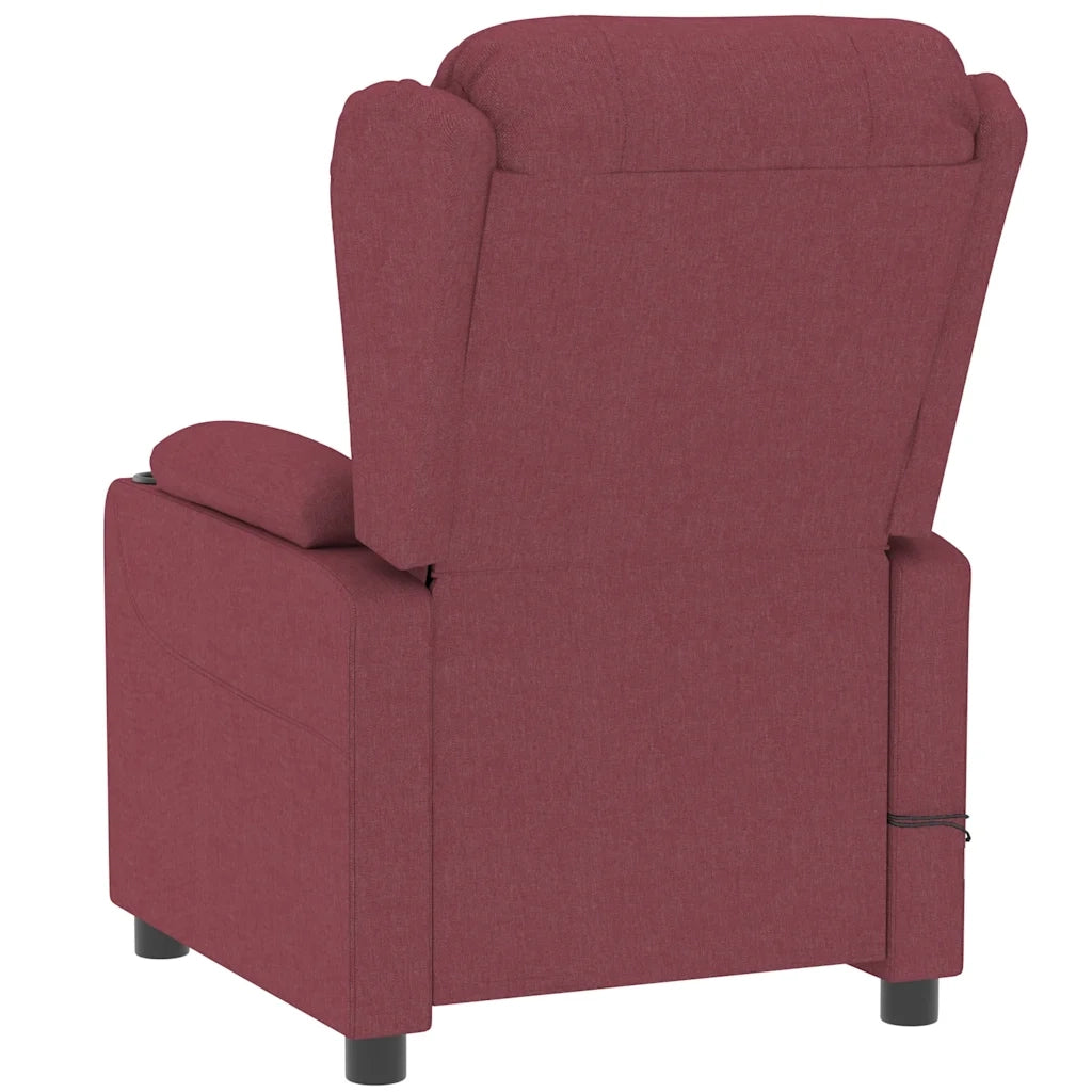 Poltrona Massaggiante Elettrica Rosso Vino in Tessuto 3098792