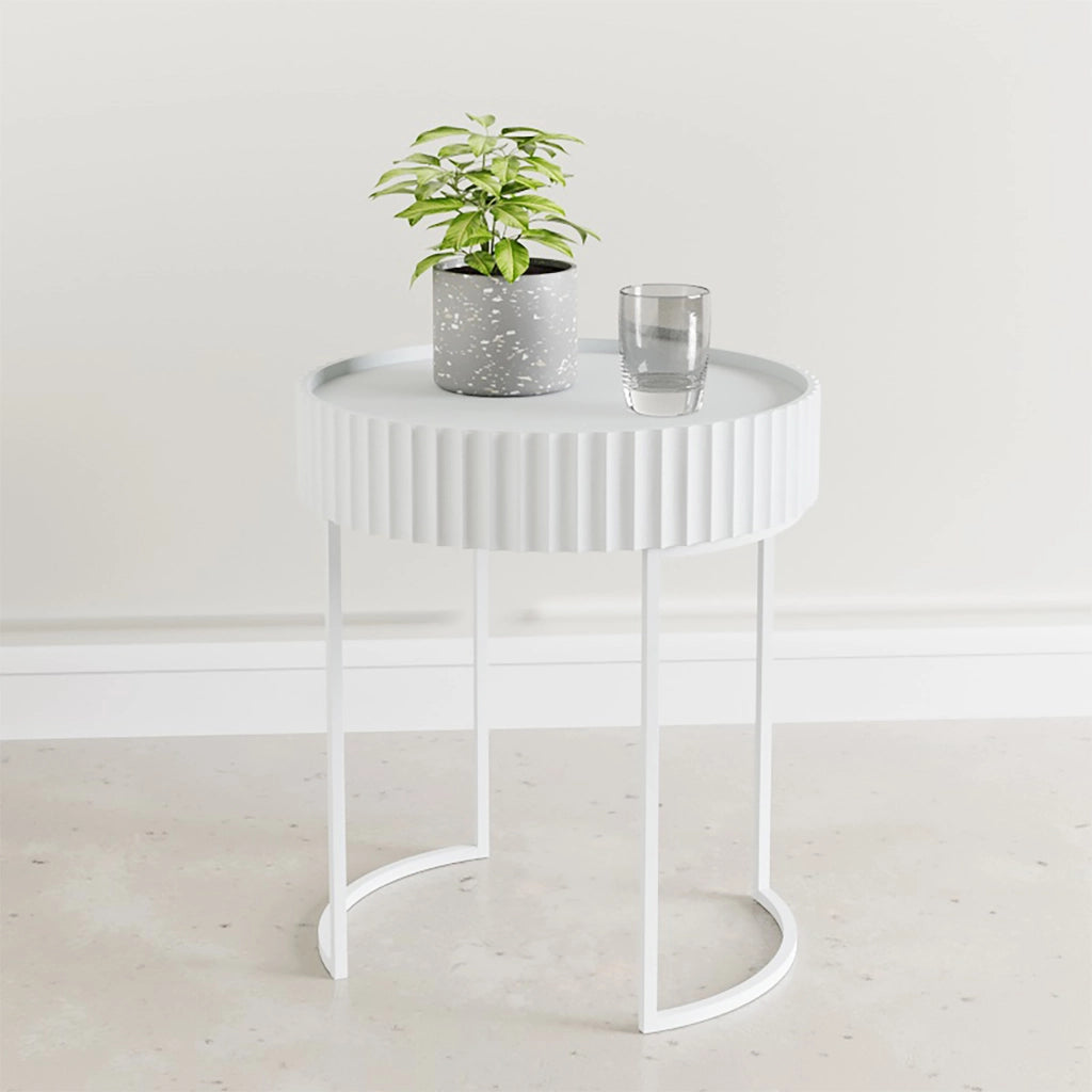 Tavolino Rotondo Rill da Salotto 46 x Ø40 cm - Bianco [en.casa]