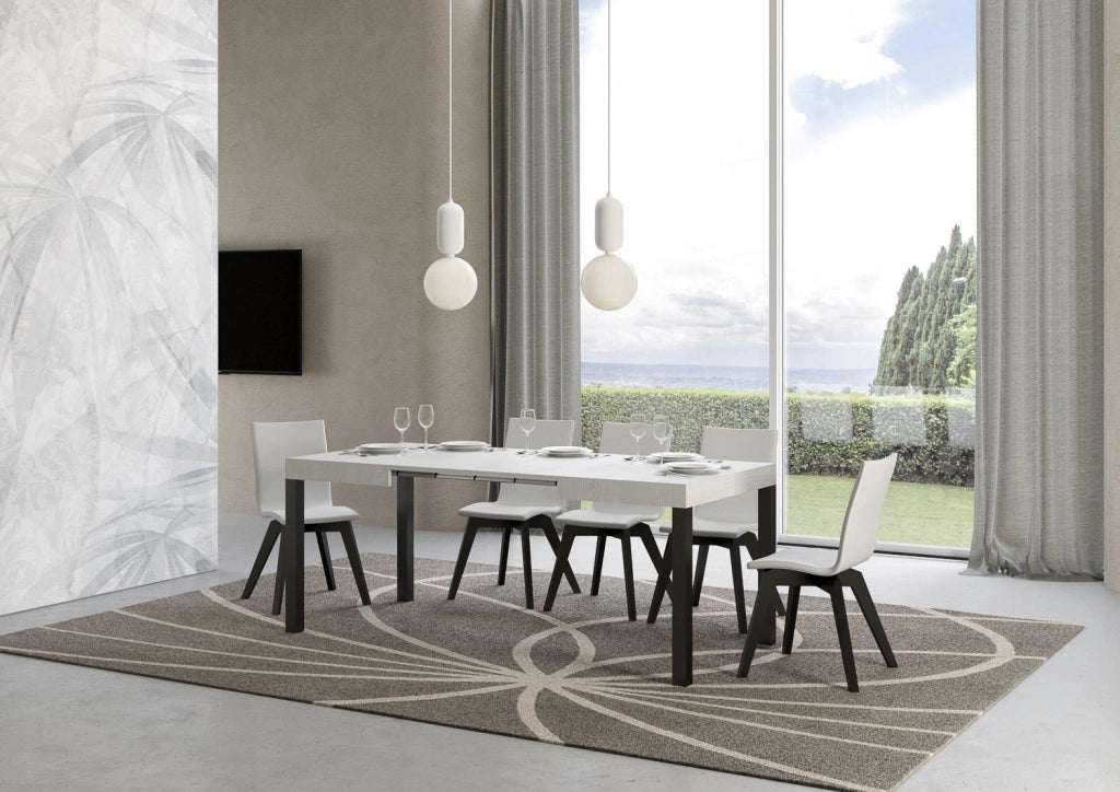 Tavolo allungabile 70x110/194 cm Every Bianco Frassino telaio Antracite