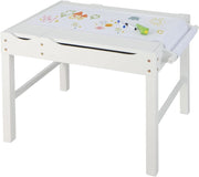 Tavolo da Gioco per Bambini in Legno con Piano Reversibile, Tavolo Multiattività Bambini 2 in 1, Porta Rotolo di Carta da Disegno, per Camera da Letto, Soggiorno (Bianco)