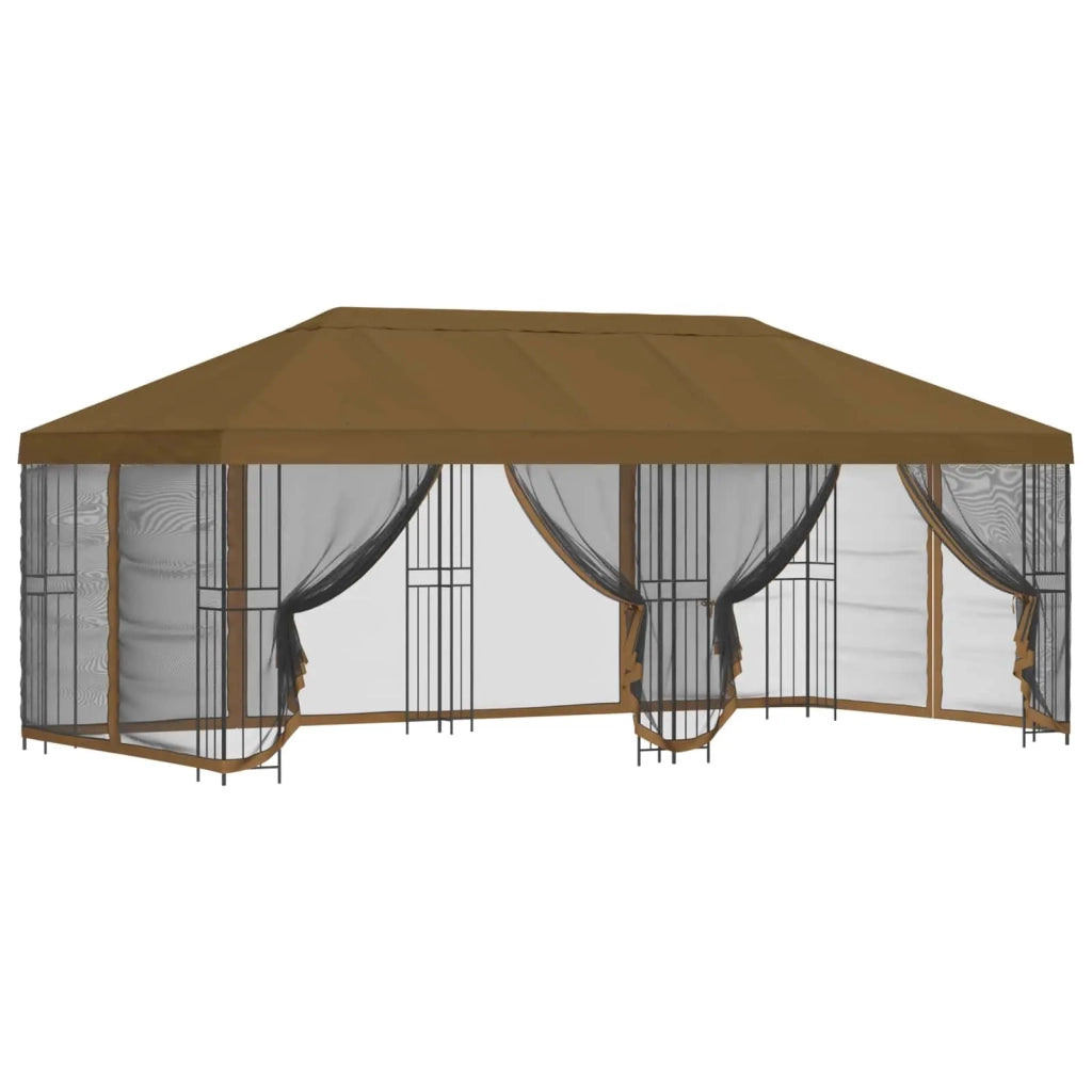 Gazebo con pareti laterali 6 x 3 m Tortora Poliestere e Acciaio 3375999
