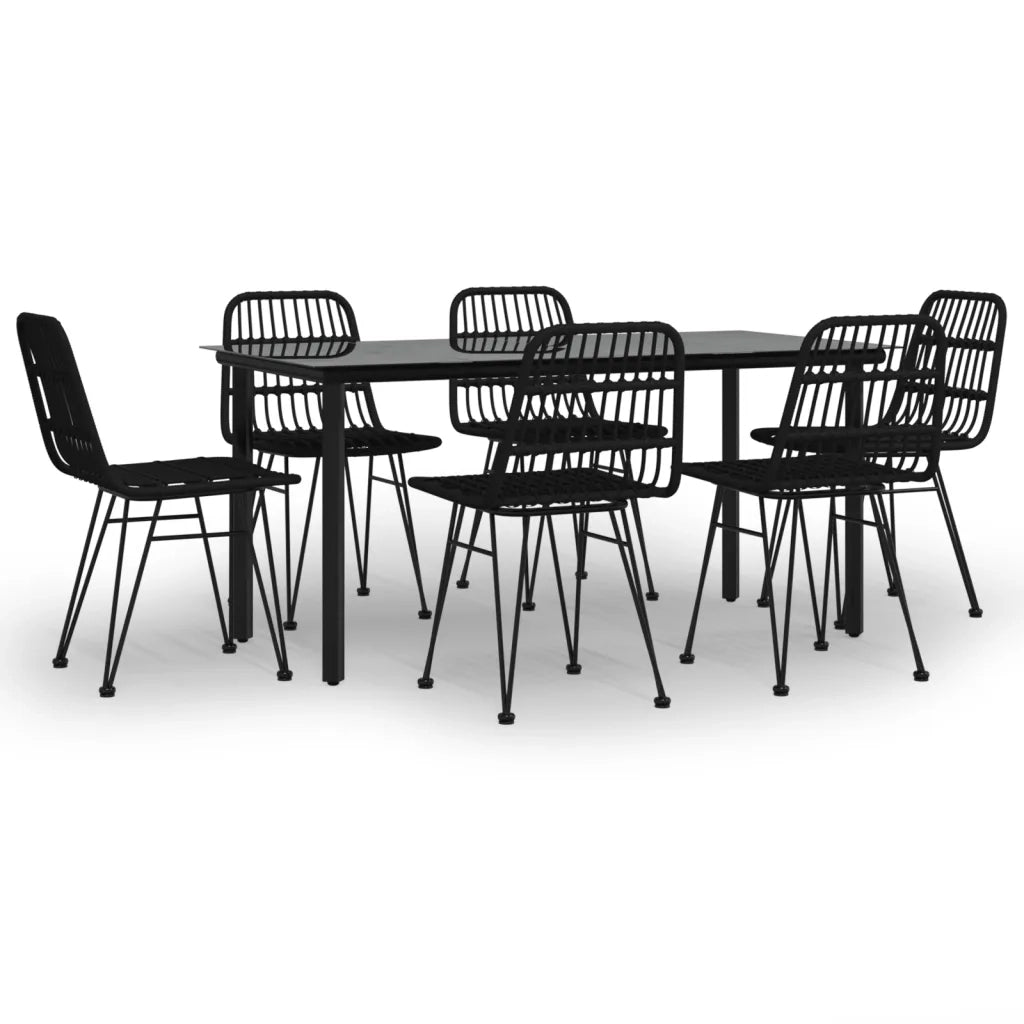 Set da Pranzo da Giardino 7 pz Nero in Polyrattan 3157898
