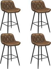 Sgabelli cucina, Sgabelli Bar con Schienale Sedia da Cucina con Poggiapiedi Sgabello Alto Imbottito Sedia in PU vintage con Gambe in Metallo per Bistrot Pub Sala da Pranzo, Marrone scuro