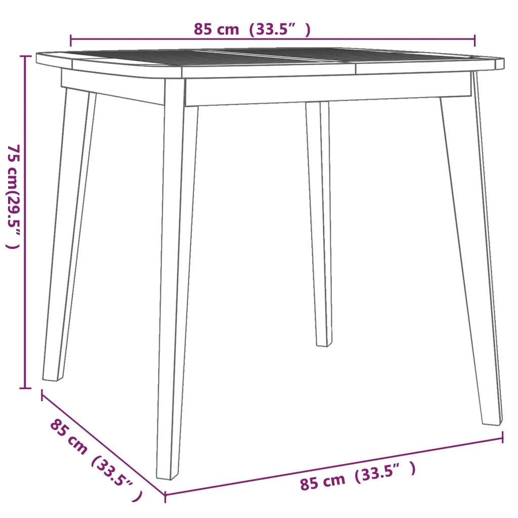 Tavolo da Giardino 85x85x75 cm Legno Massello di Acacia 310300
