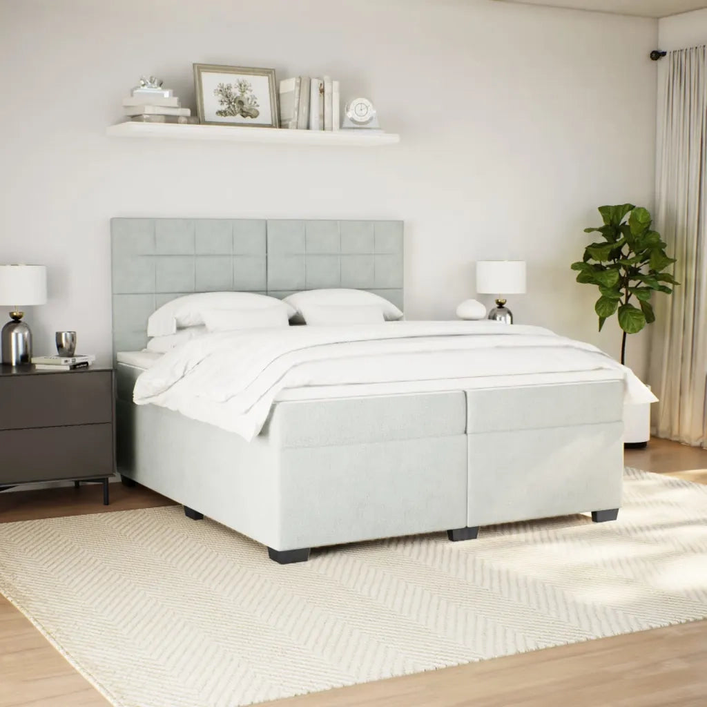 Giroletto a Molle con Materasso Grigio Chiaro 200x200cm Velluto