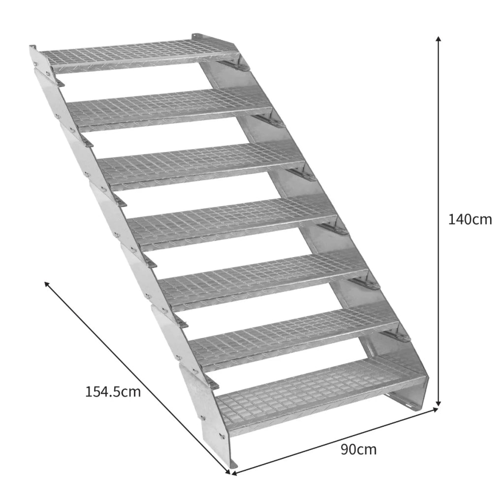 Scala metallica a 7 elementi ad altezza regolabile in acciaio zincato 90 cm / 900 mm
