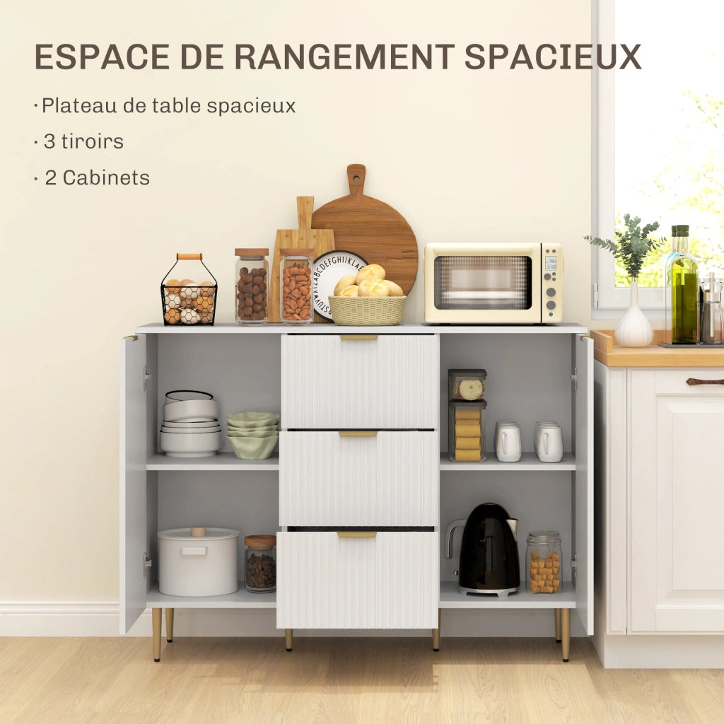 Buffet con 3 cassetti e ante ¨C zephmum ¨C bianco 120x40x90