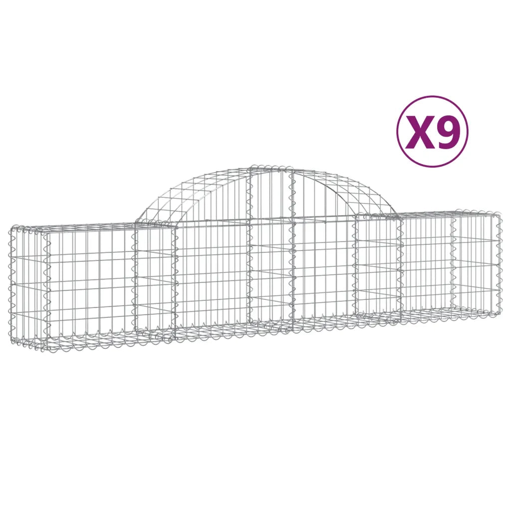Cesti Gabbioni ad Arco 9 pz 200x30x40/60 cm Ferro Zincato 3146054