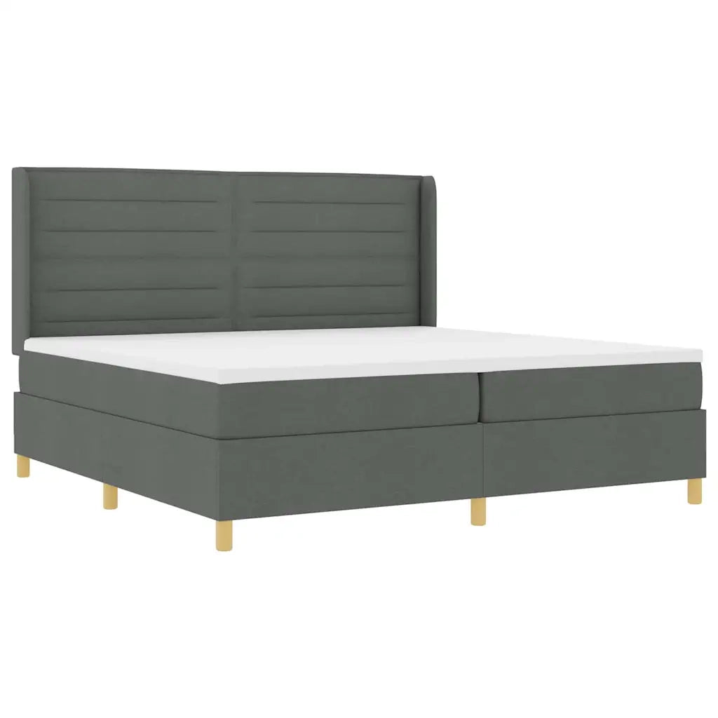 Letto a molle con materasso con led Grigio 140 x 200 cm Tessuto