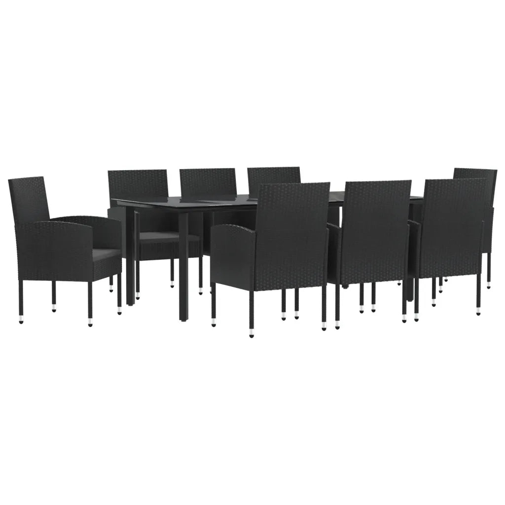 Set da Pranzo da Giardino 9 pz Nero in Polyrattan e Acciaio 3203351