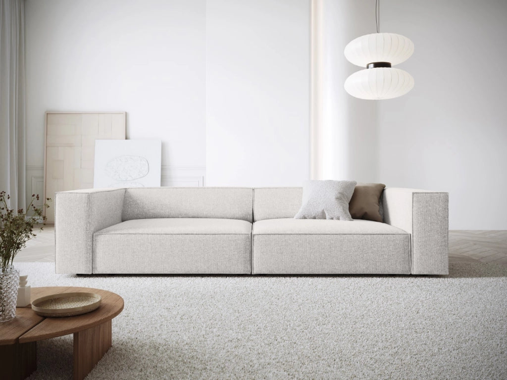 Cosmopolitan Design - Divano "Arendal" 4 posti in ciniglia grigio chiaro 