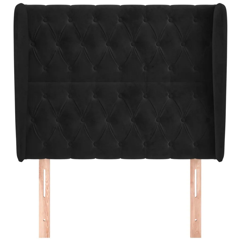 Testiera ad Orecchio-Testata con Orecchie Nera 103x23x118/128 cm in Velluto 841073