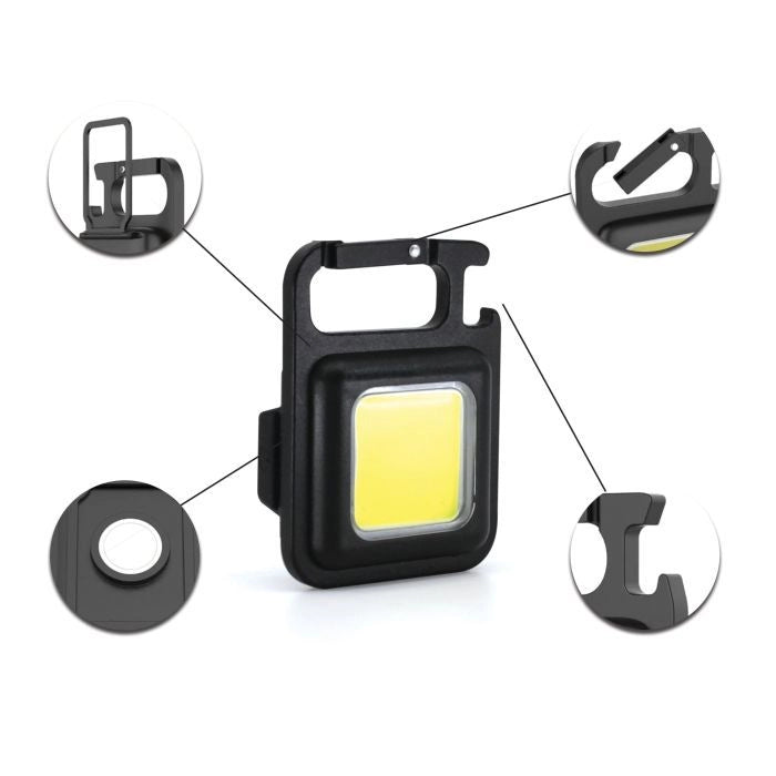 TORCIA LED MULTIFUNZIONE CON MOSCHETTONE, BASE MANGNETICA, 6 TIPI DI LUCE