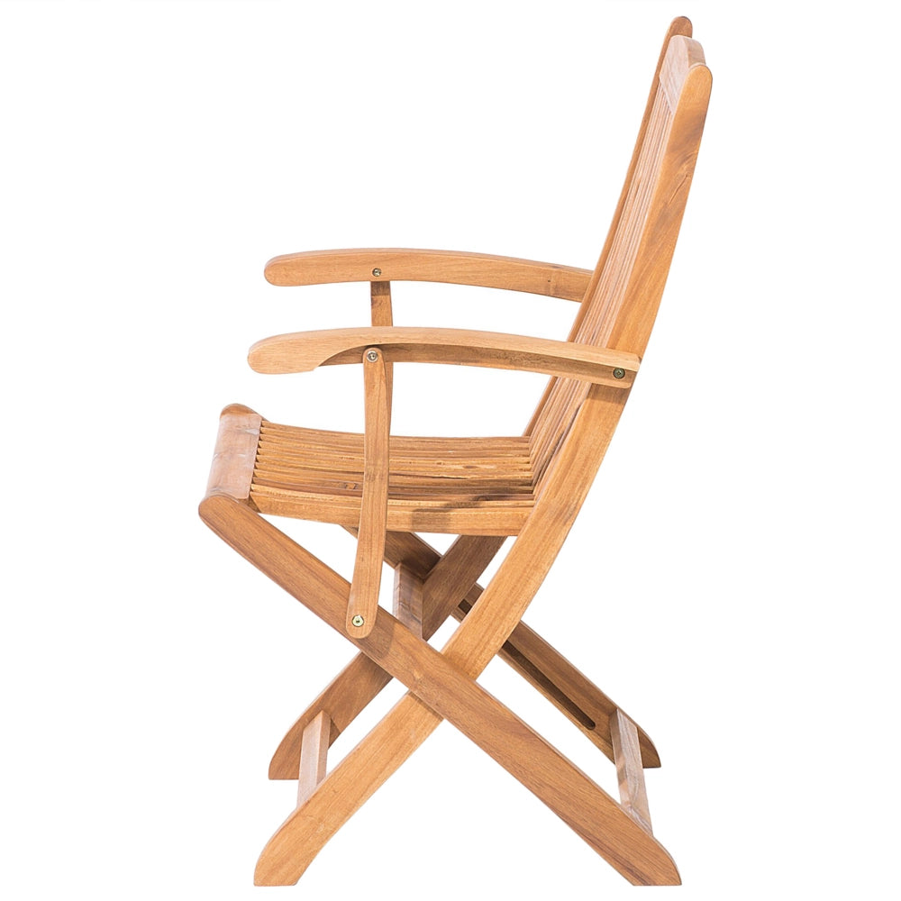 Set di 2 sedie da pranzo da giardino in marrone chiaro con struttura in legno di acacia pieghevole dal design rustico