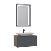 Set mobile lavabo con specchio (2 pezzi) "Craft 80" - 60 x 50 x 40 cm - Noce / Antracite / Bianco