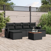 Set Divani da Giardino con Cuscini 7pz Nero Polyrattan 3224683