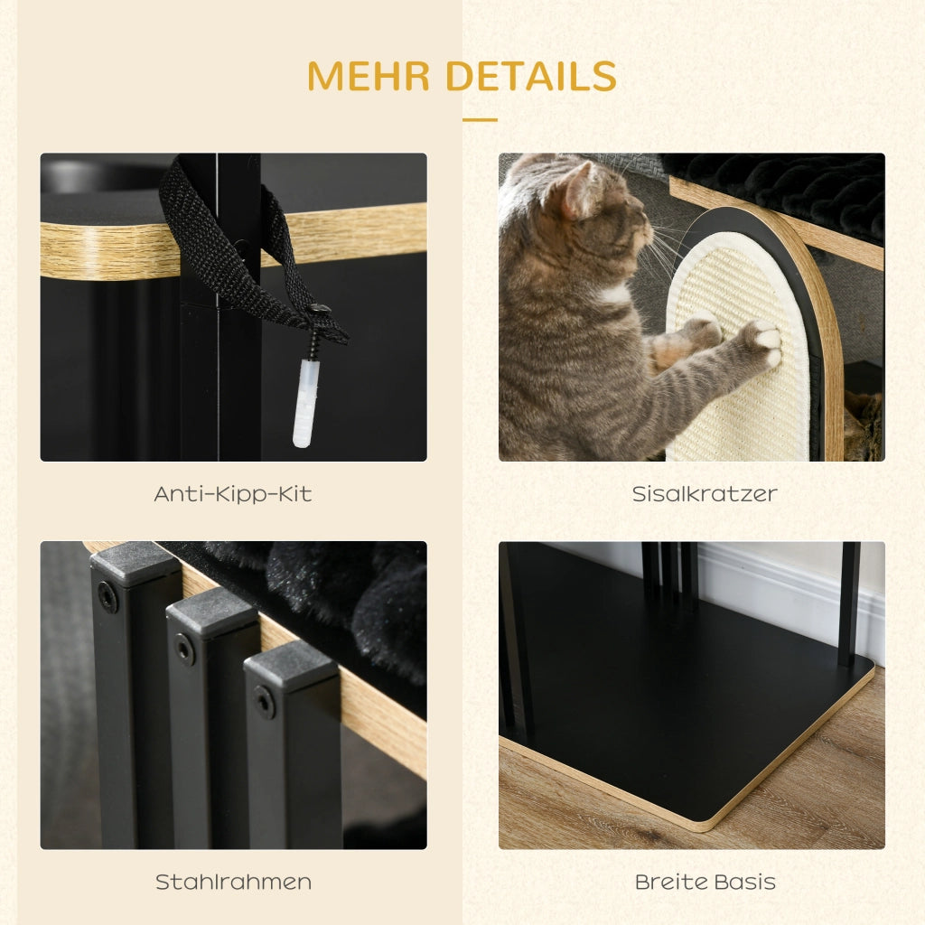 Tiragraffi per Gatti con Cuscini ¨C zephmum ¨C Grigio/Nero, Acciaio, 85x48x170 cm
