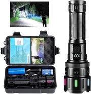 Lanterna Portatile con Ricarica Tipo C - 100000 Lumen - 5 Modalità di Zoom - Impermeabile - Lanterna Portatile con Batteria 5000mAh per Emergenze e Campeggio