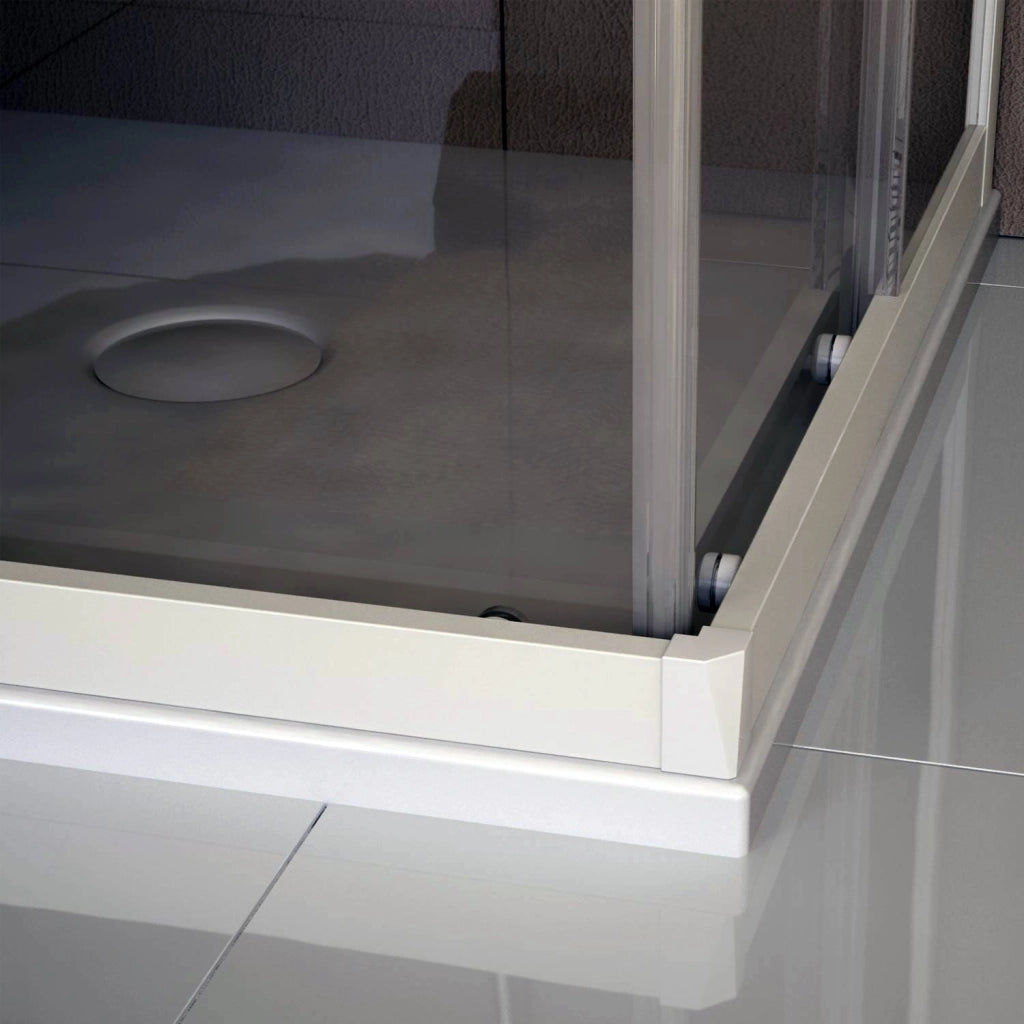 Box Doccia 3 Lati in PVC 70x75 CM H 200 Vetro Trasparente Profilo Bianco mod. Lite