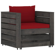 Set Salotto da Giardino 2pz con Cuscini Legno Impregnato Grigio 3068153