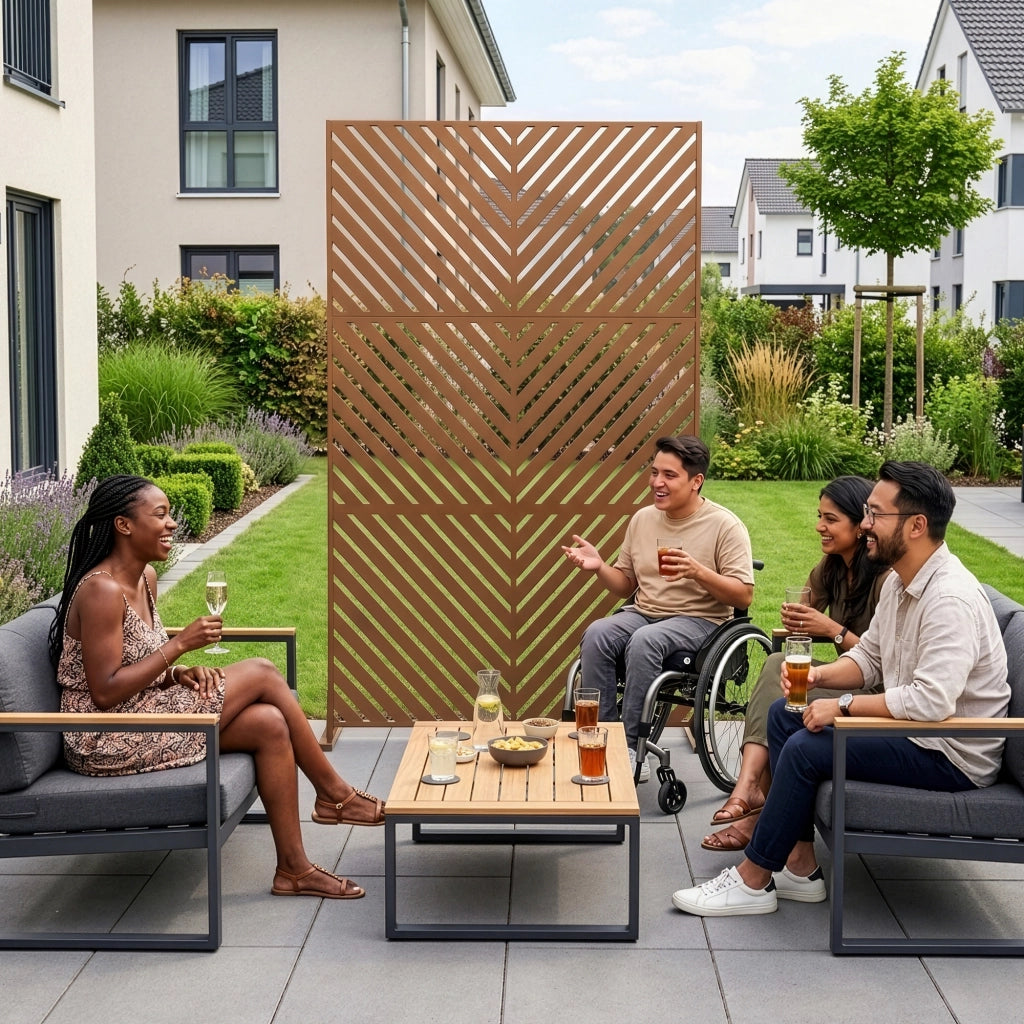 Pannello Divisorio Kekan con Struttura Decorativa in Acciaio 180 x 90 cm - Marrone casa.pro