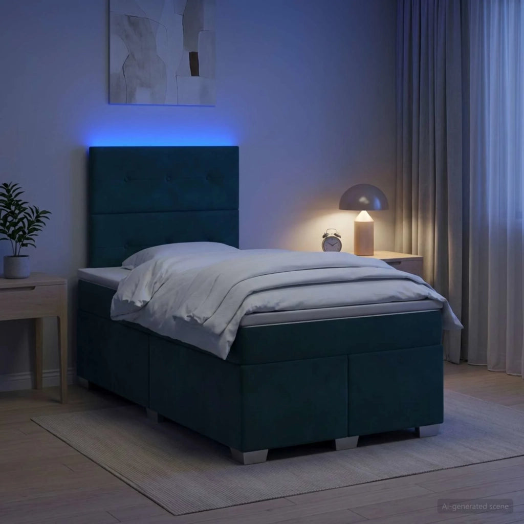 Letto box spring con materasso Verde Scuro 120 x 190 cm Velluto 3455069