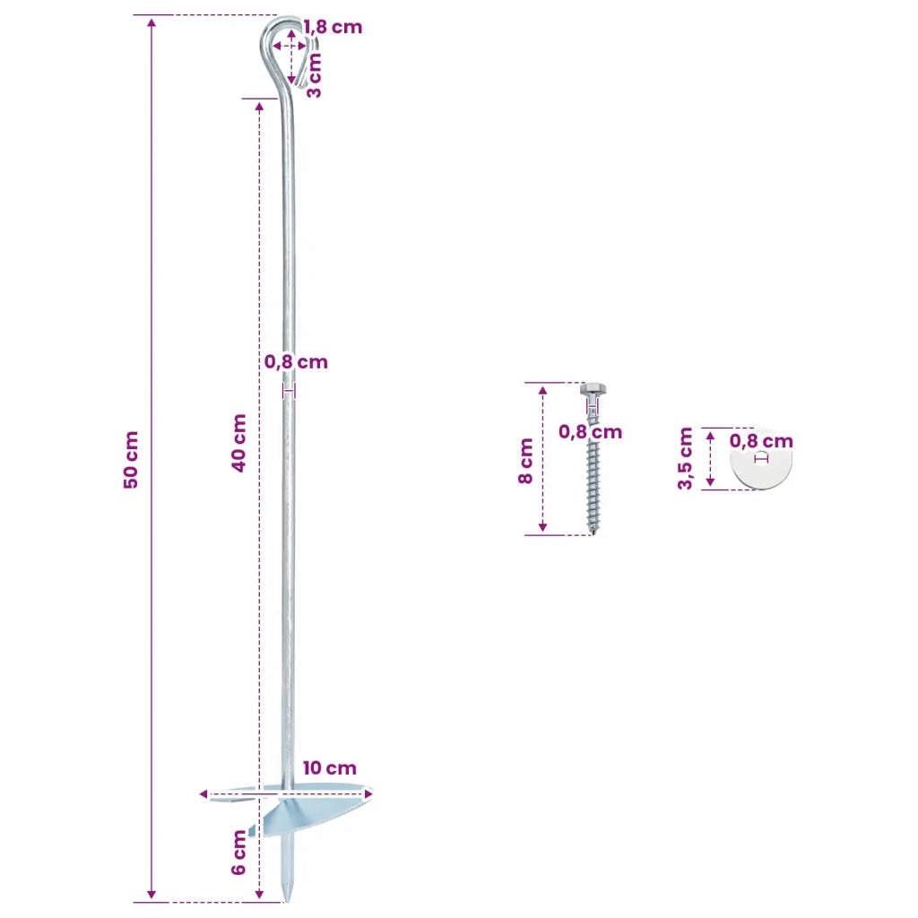 Ancora per Terra 10 pz Argento ?10 x 50 cm CFW4293701