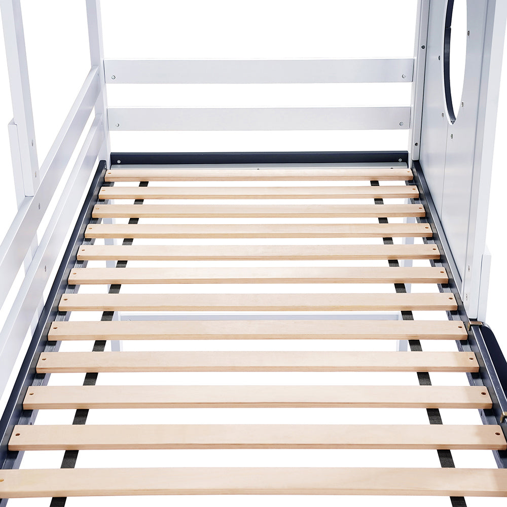 Letto a mezzanino - Xylo - 90x200 cm cassetti blu scuro