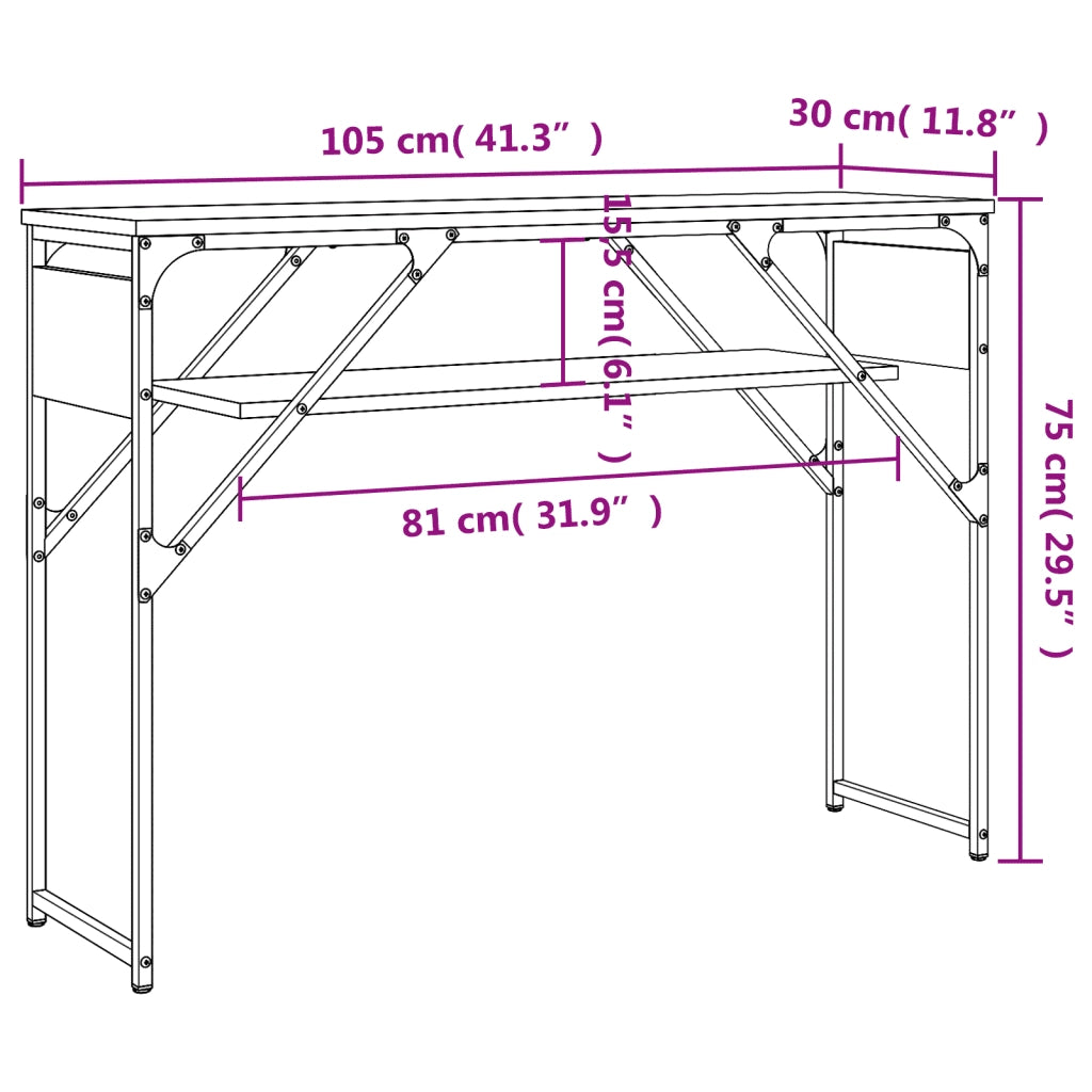 Tavolo Consolle | Tavolo d'Ingresso Ripiano Rovere Fumo 105x30x75cm Multistrato