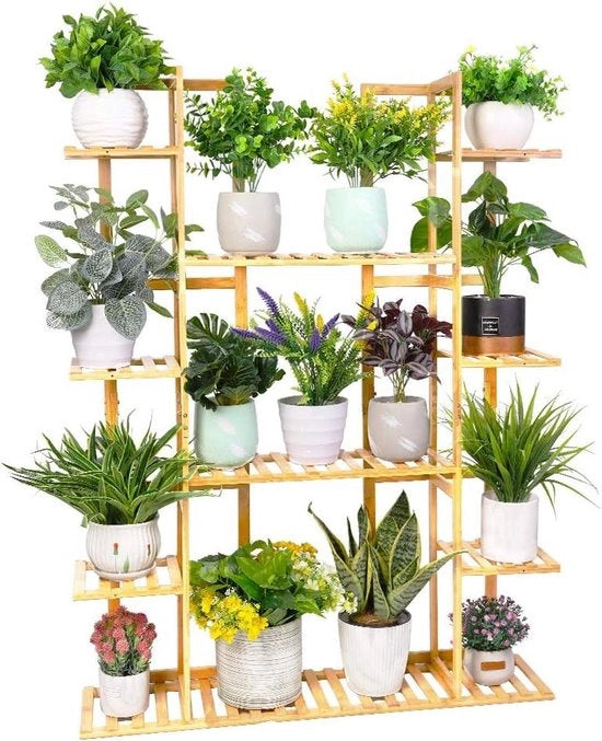 Standarde per piante per esterno - standarde a strati di bambù per interni - scala a pioli per piante - recinzioni angolari per giardino - supporto per vaso di piante per giardino, balcone, salotto