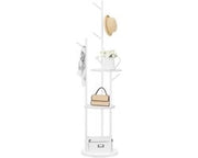 Kapstok indipendente per abbigliamento, guardaroba a forma di albero, cappezza con 6 ganci e 3 pannelli, per abbigliamento, cappello, soggiorno, camera da letto, bianco