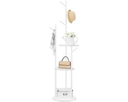 Kapstok indipendente per abbigliamento, guardaroba a forma di albero, cappezza con 6 ganci e 3 pannelli, per abbigliamento, cappello, soggiorno, camera da letto, bianco