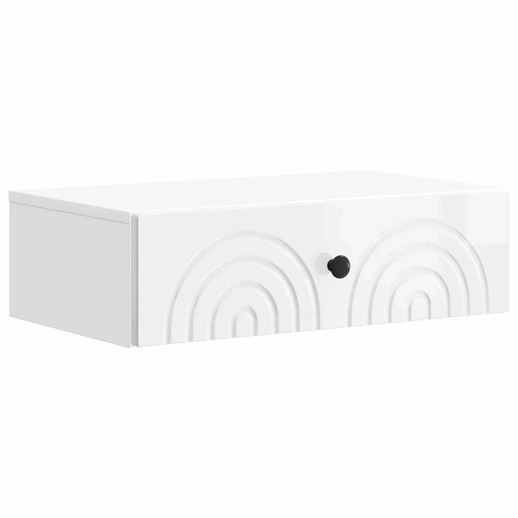 Tavolino da Parete Laterale Bianco Lucido 59 x 34,5 x 17 cm 898149